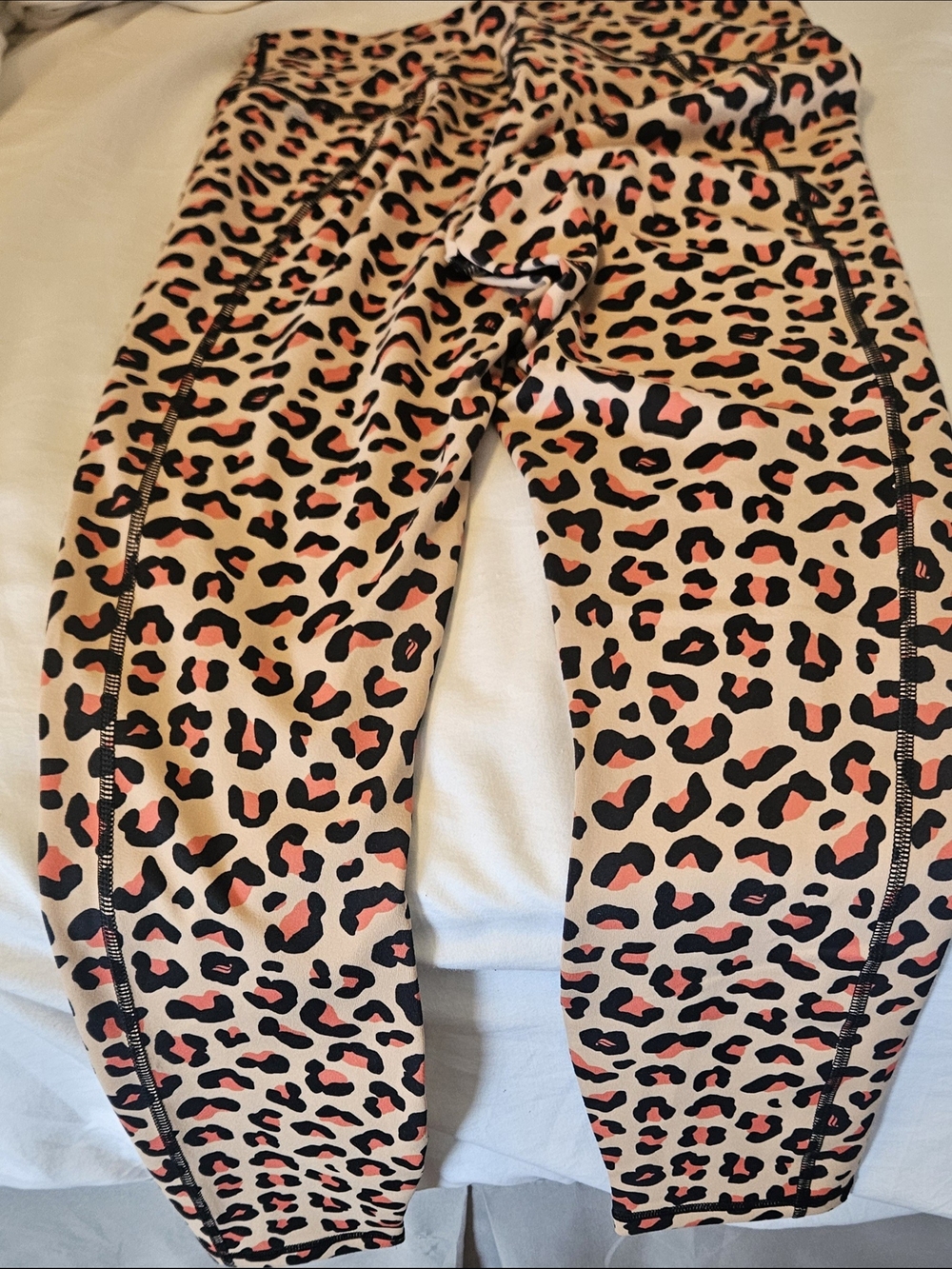 Fabletics PowerHold Leopard Print Leggings in Cream, Black & Orange - Picture 6 of 8